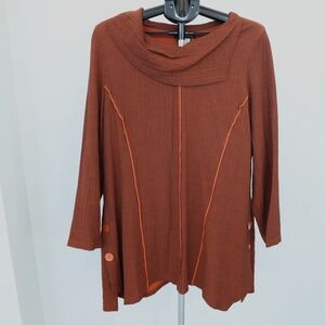 Moonlight Y&S Fashion Tunic‎ Top Women's Large L Rust Side Button Asymmetric NWT